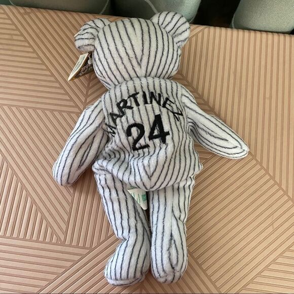 Bamm Beano's Stuffed Bears 24 Martinez & 33 Wells with Tags 1998 Striped White - Picture 8 of 13